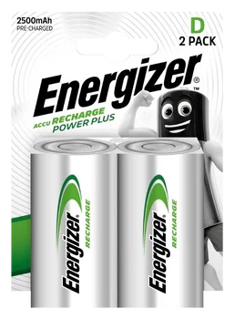 2 x Energizer R20 D Ni-MH 2500mAh Rechargeable batteries