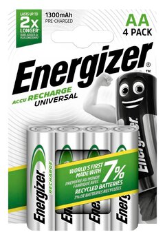 Energizer R6/AA Ni-MH 1300mAh Universal Rechargeable Batteries - 4 pcs