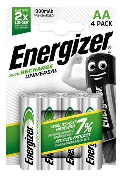 Energizer R6/AA Ni-MH 1300mAh Universal Rechargeable Batteries - 4 pcs