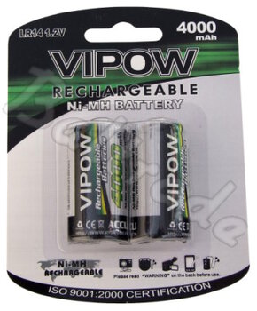 akumulatorki Vipow R14 C Ni-MH 4000mAh
