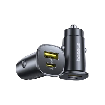 Baseus C00072300123-00 30W Fast Car Charger with USB and USB-C Socket