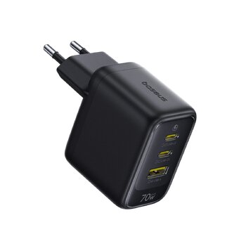 Baseus GaN EnerFill FE22 E0123500 70W szybka ładowarka sieciowa z 2 gniazdami USB-C PD oraz USB Baseus GaN EnerFill FE22 E0123500 70W szybka ładowarka sieciowa z 2 gniazdami USB-C PD oraz USB