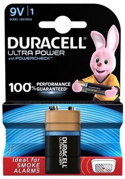 Duracell Ultra Power 6LR61 9V alkaline battery (blister)