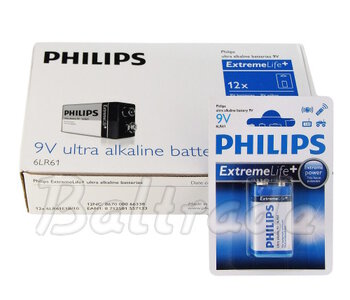 Philips ExtremeLife 6LR61/9V alkaline battery - 12 pieces
