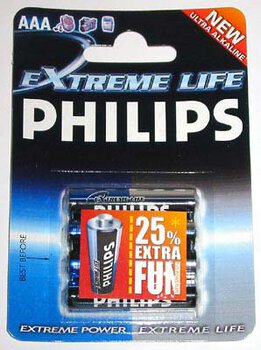 Philips ExtremeLife LR03 AAA alkaline battery (blister) - 4 pieces