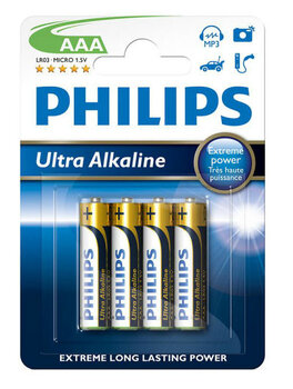 Philips Ultra Alkaline LR03 AAA Alkaline Battery (Blister) - Pack of 4