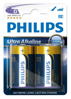 Philips Ultra Alkaline LR20 D Alkaline Battery (Blister) - Pack of 2