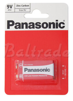 1 x Panasonic 6F22 Zinc-carbon battery (blister)