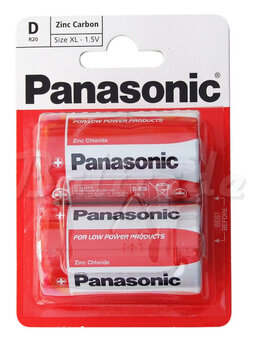 2 x Carbon Zinc battery Panasonic R20 D (Blister)