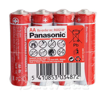 4 x Panasonic R6 AA zinc carbon battery (tray)