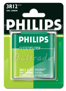 1 x bateria cynkowo-węglowa Philips LongLife 3R12 - płaska (blister)