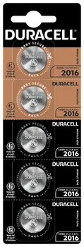 5 x bateria litowa mini Duracell CR2016 DL2016 ECR2016 HSDC