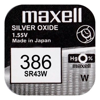 Maxell 386 / SR43W / SR43 mini silver battery