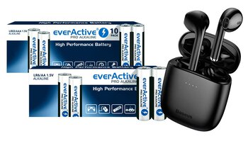 everActive Pro Alkaline Batteries 400pcs LR6, 400pcs LR03 + Bluetooth Headphones Baseus Encok W04 NGW04-01