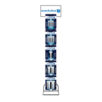 everActive Pro Alkaline 144szt LR6 / AA, 144szt LR03 / AAA, 10szt 6LR61 / 9V + stojak