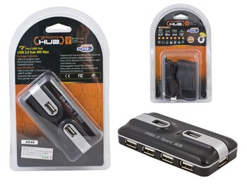 hub USB 2.0 7-portowy z zasilaczem (AK44)