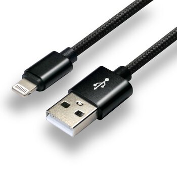 USB braided cable - Lightning / iPhone everActive CBB-0.3IB 30cm with support for fast charging up to 2.4A black