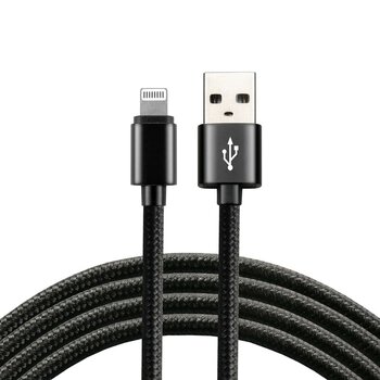 Cable braided USB-Lightning/iPhone everActive CBB-1IB 100cm with support for fast charging up to 2, 4A Black