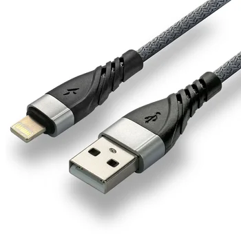EverActive CBB-2IG 200cm braided cable USB - Lightning / iPhone cable with support for fast charging up to 2.4A gray
