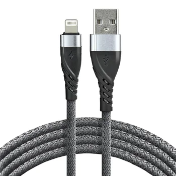 EverActive CBB-2IG 200cm braided cable USB - Lightning / iPhone cable with support for fast charging up to 2.4A gray