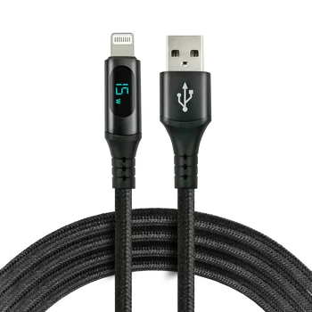 EverActive CBB-1IBL 100cm USB - Lightning LCD Braided Cable with Fast Charging Support up to 2.4A black