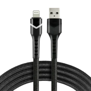Kabel przewód pleciony USB - Lightning RGB LED everActive CBB-1IBR 100cm z obsługą szybkiego ładowania do 2,4A czarny