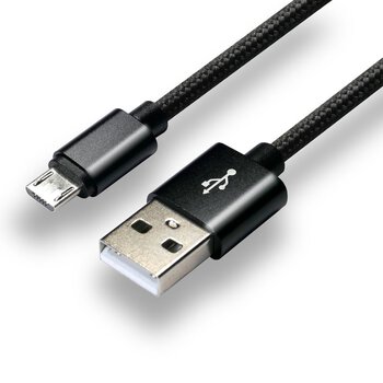 USB braided cable - micro USB everActive CBB-0.3MB 30cm with support for fast charging up to 2.4A black