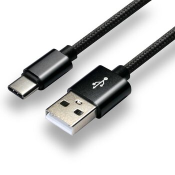 USB braided cable - USB-C / Type-C everActive CBB-1.2CB 120cm with support for fast charging up to 3A black