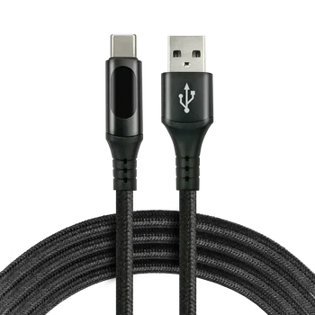 EverActive CBB-1CBL 100cm braided cable USB - USB-C / Type-C LCD cable with support for fast charging up to 3A black