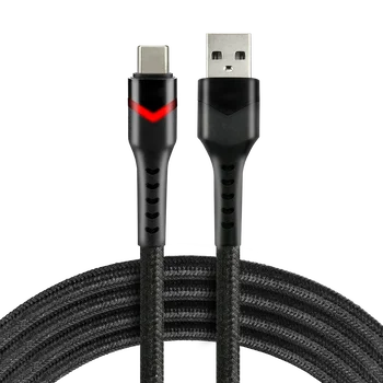 Cable braided cable USB - USB-C / Type-C RGB LED everActive CBB-1CBR 100cm with support for fast charging up to 3A black