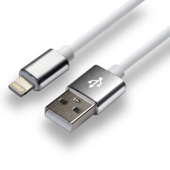 USB silicone cable - Lightning / iPhone everActive CBS-1.5IW 150cm with support for fast charging up to 2.4A white