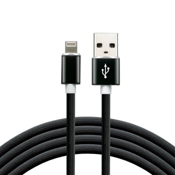 USB Silicone Cable-Lightning/iPhone everActive CBS-1IB 100cm with support for fast charging up to 2, 4A Black