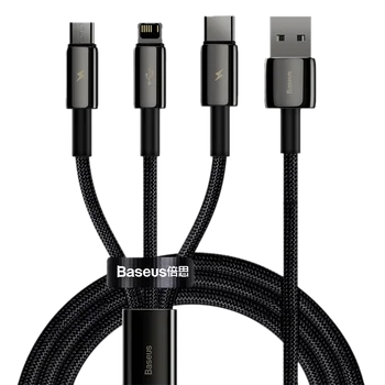 Cable USB 3in1 - USB-C, Lightning, micro USB 1.5m Baseus Tungsten Gold CAMLTWJ-01 to 3.5A