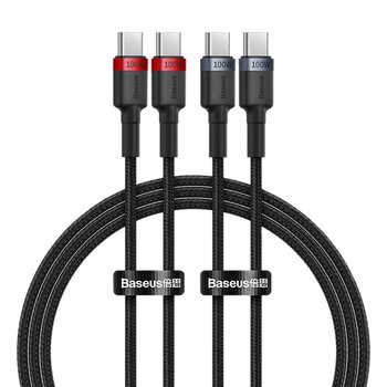 Kabel przewód USB-C PD 2.0 100cm Baseus Cafule P10318306003-00 5A z obsługą szybkiego ładowania 100W - 2 sztuki