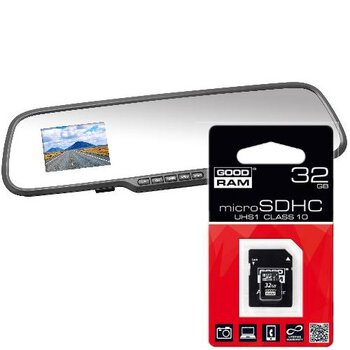 Kamera samochodowa DVR Media-Tech U-Drive Mirror BT MT4046 lusterko + karta microSDHC Goodram class 10 32GB