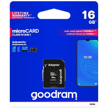 Karta pamięci GOODRAM microSD (microSDHC) 16GB class 10 UHS-I + adapter SD