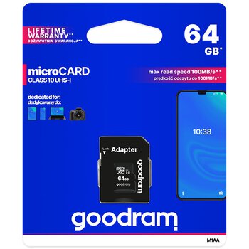 Karta pamięci GOODRAM microSD (microSDXC) 64GB class 10 UHS-I + adapter SD