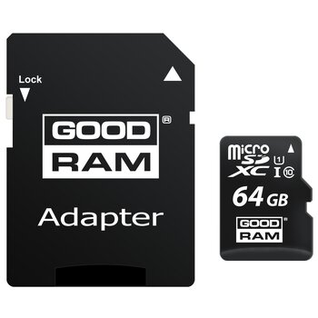 GOODRAM microSDXC Memory Card 64GB Class 10 UHS-I + SD Adapter