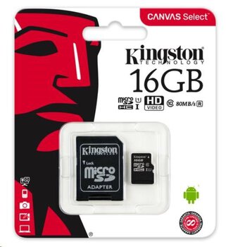 Kingston Canvas Select microSDHC 16GB class 10 UHS-I U1-80MB/s + SD Adapter