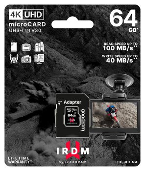 GOODRAM 64GB IRDM M3AA V30 U3 microSD Memory Card + SD Adapter