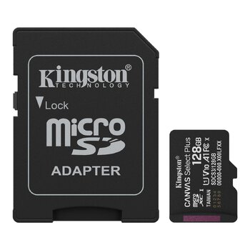Karta pamięci microSD (microSDXC) Kingston 128GB Canvas Select Plus 150MB/s UHS-I U1 class 10 V10 A1 + adapter