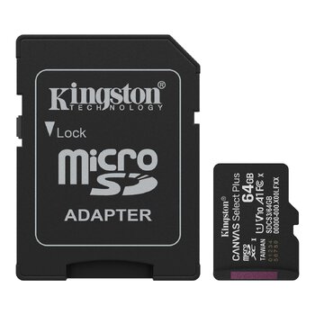Karta pamięci microSD (microSDXC) Kingston 64GB Canvas Select Plus 100MB/s UHS-I U1 class 10 V10 A1 + adapter