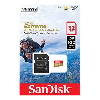 SanDisk microSD (microSDHC) 32GB Extreme GoPro 667x 100MB/s UHS-I U3 V30 A1 Memory Card