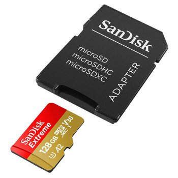 SanDisk microSD (microSDXC) 128GB Extreme 190/90MB/s UHS-I U3 V30 A2 memory card