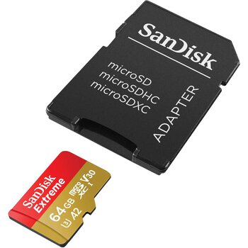 SanDisk microSD (microSDXC) 64GB Extreme 170/80MB/s ActionCam UHS-I U3 V30 A2 Memory Card