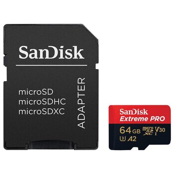 SanDisk microSD memory card (microSDXC) 64GB Extreme PRO 200MBs / 90MB/s UHS-I U3 V30 A2