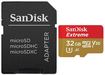 SanDisk microSD (microSDHC) 32GB Extreme GoPro 667x 100MB/s UHS-I U3 V30 A1 Memory Card