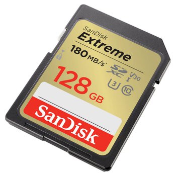 SanDisk 128GB Extreme 180/90MB/s UHS-I U3 V30 SD (SDXC) Memory Card