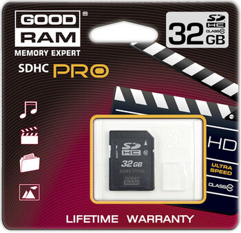 karta pamięci SDHC PRO Goodram 32GB class 10 - rozpakowana