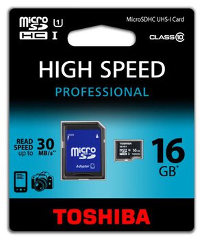 karta pamięci Toshiba microSDHC 16GB Professional ( 30MB/s ) class 10 UHS-I - rozpakowana